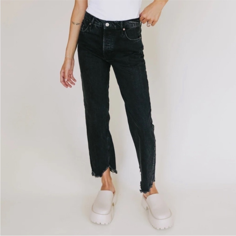 Free People We The Free High Rise Tapered Baggy Boyfriend Jeans Black 28
